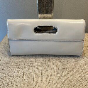 Hobo International Katrina Clutch White Leather Fold Over Cutout Handle